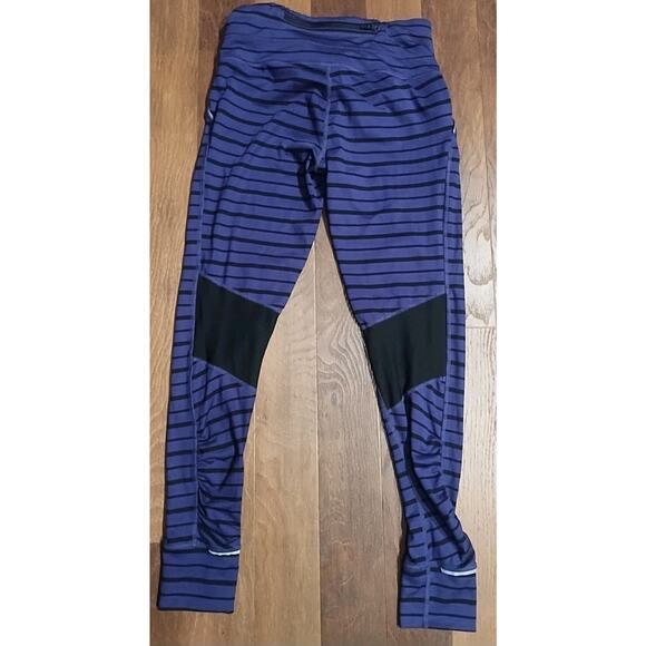 Athleta unique Striped Leggings Size XS Purple Black Striped Reflective Mesh - Picture 3 of 5